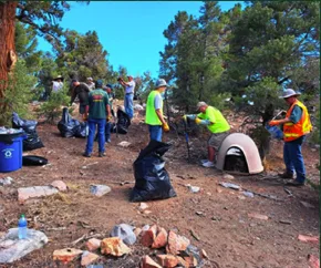 Volunteers working on trail maintenance